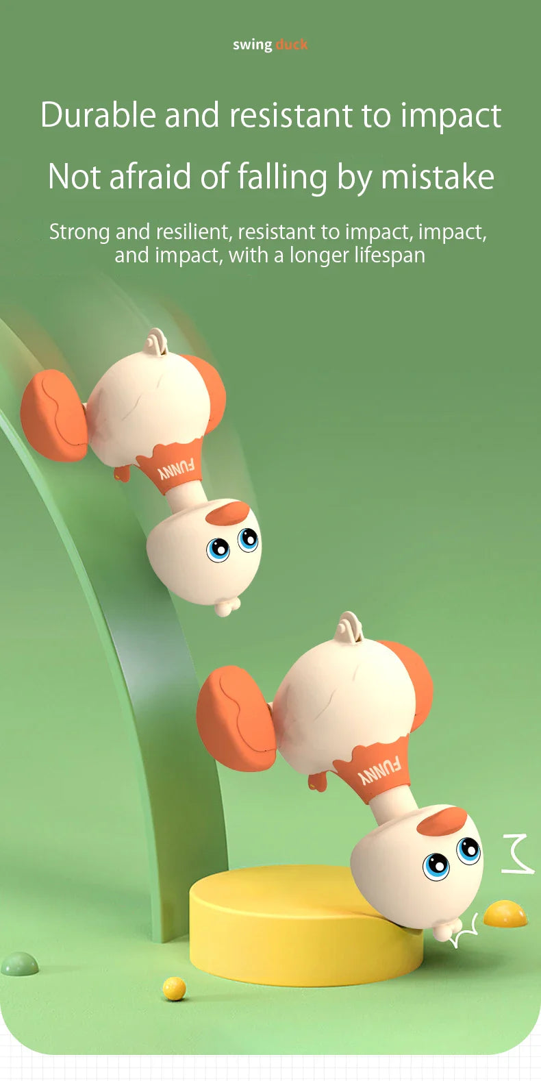 Balançoire de Bébé Jouet Canard Dessin Animé Véhicules à Pousser Jouets Animaux à Glissement Inertie Voitures à Retractation Jouets d'Éducation Précoce pour Tout-Petits Garçons Filles