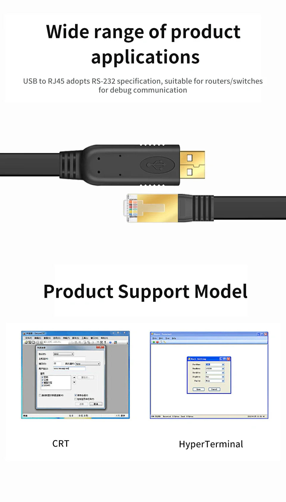 USB to RJ45 Console Cable RS232 Serial Adapter for Laptop Computer Cisco Router USB RJ 45 8P8C Converter Console Cable 1.8m 3m