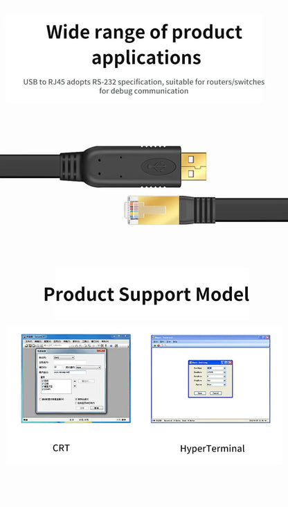 USB to RJ45 Console Cable RS232 Serial Adapter for Laptop Computer Cisco Router USB RJ 45 8P8C Converter Console Cable 1.8m 3m