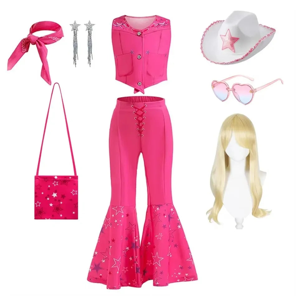 Robe de Cowgirl pour filles de 2 à 12 ans, Costume Barbei pour tout-petits, tenue de Cosplay, vêtements d'halloween