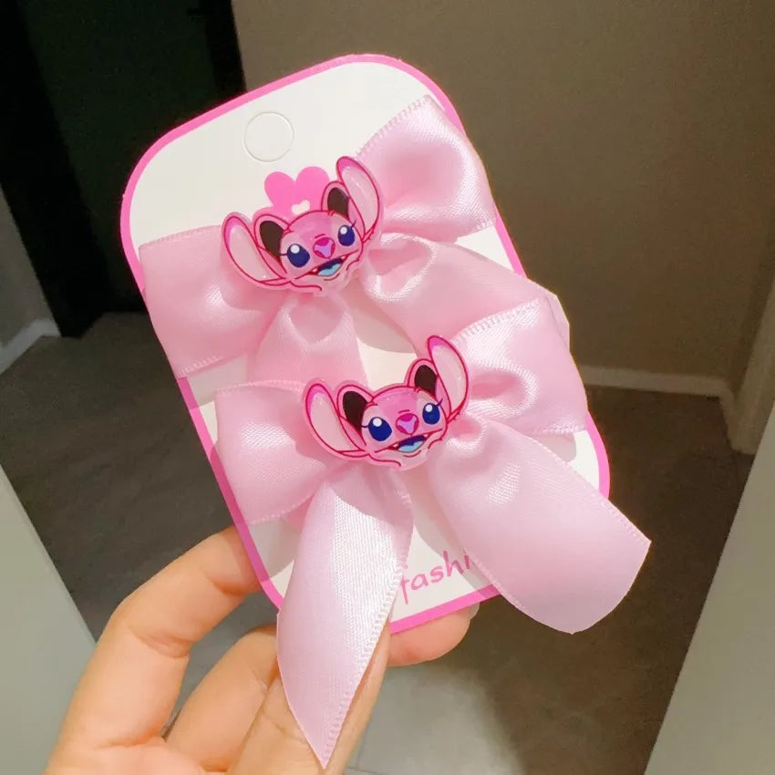 New Stitch Half Pack Fabric Bow Small Hair Clip Cute Cartoon Press Clip Female Children's Hair Accessories Shattered Hair Clip