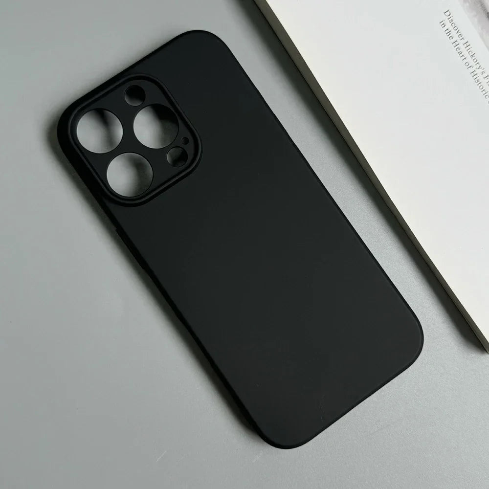 Coque de téléphone de luxe noire intégrale en silicone mat pour iPhone 17 Air 16 15 14 13 12 11 Pro Max 16 15 14 Plus, coque arrière souple en TPU