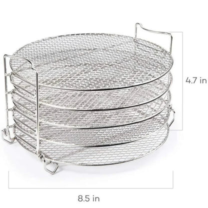 Air Fryer Grill Stand with Five Stackable Layers, Food Grade Stainless Steel Dehydrator Rack Accessories