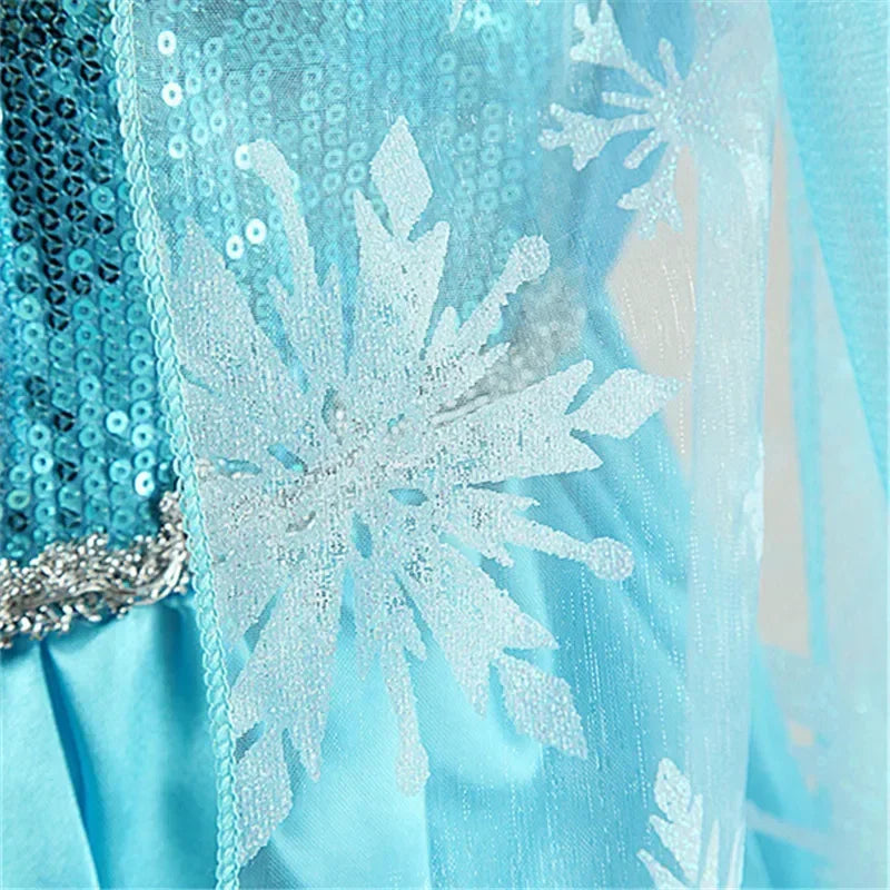 Robe de princesse Elsa pour filles, déguisement de cosplay Elsa, costume d'Halloween pour enfants, vêtements d'anniversaire, costume de cosplay de la Reine des Neiges pour enfants