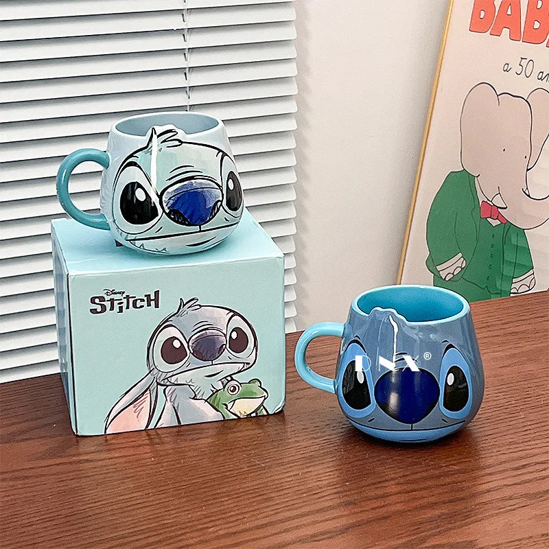 Anime Stitchou Fille Tendance Mignonne Motif Dessin Animé Créatif Couple Lait Boire Café Tasse Céramique Cadeaux d'Anniversaire