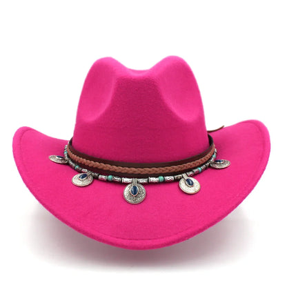 Chapeau de cowboy occidental pour hommes et femmes, casquette de cow-girl d'équitation, feutre à large bord, Fedora Jazz Church Caps Шляпа Chapeau