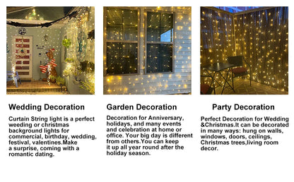 220V LED Curtain Light, Holiday Curtain String Light, Indoor and Outdoor, Christmas Decoration, Fairy Lights