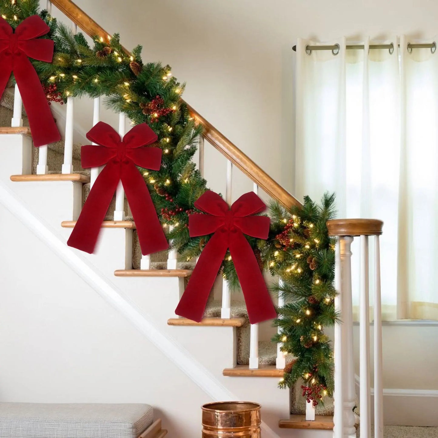 Grand nœud papillon de noël suspendu, pendentif en velours rouge pour porte, décoration de fête de noël du nouvel an 2026, nouvelle collection