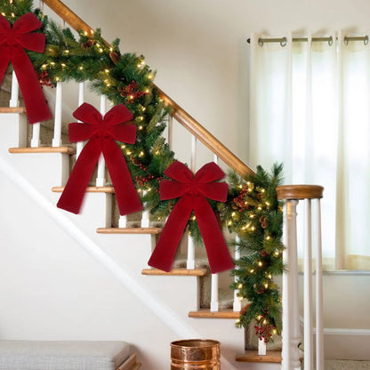 Grand nœud papillon de noël suspendu, pendentif en velours rouge pour porte, décoration de fête de noël du nouvel an 2026, nouvelle collection