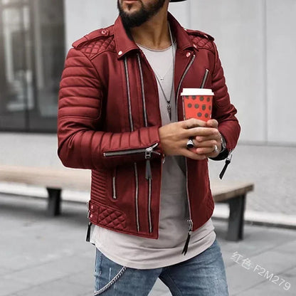 Nouvelles Vestes en cuir pour hommes Automne Hiver, Manteau en cuir matelassé de coton à fermeture éclair avec revers épaissi, Streetwear à la mode pour hommes