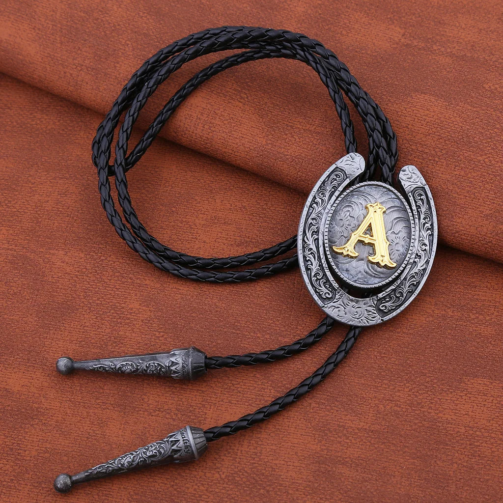 RechicGu-26 lettres Bolo pour homme, style western, cow-boy, cow-girl, cravate en cuir, collier rodéo, bijoux cadeaux, Dropshipping