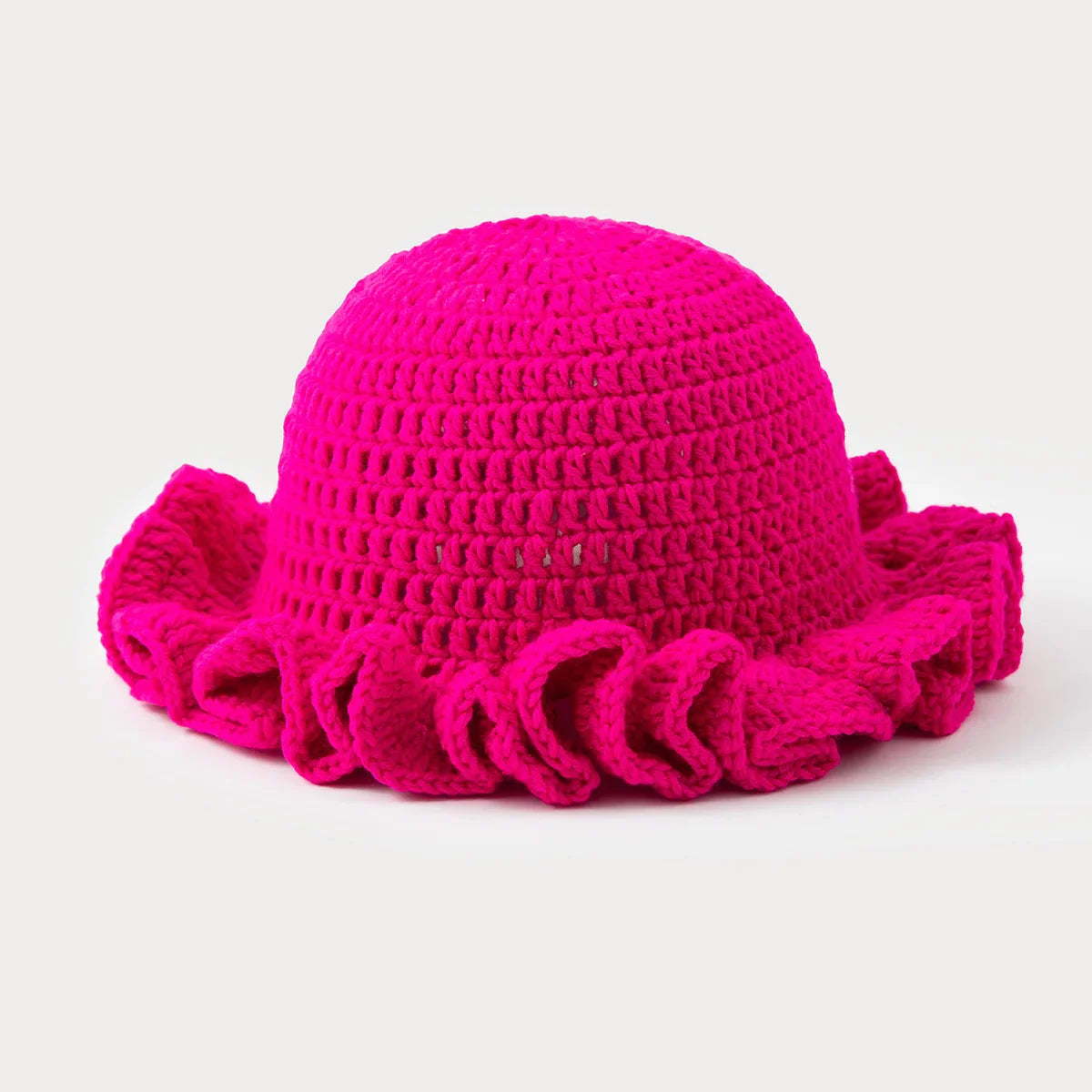 Chapeau seau à volants en Crochet coloré, chaud et extensible, en tricot, pour célébration du nouvel an, mode femme, bonnet fait à la main, outil tentacule