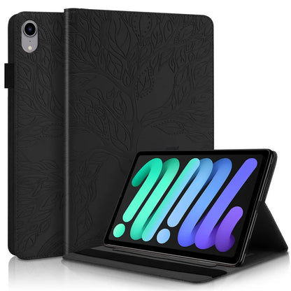 Coque for iPad Mini 7 Case 8.3" Embossed Tree PU Leather Flip Cover for Funda iPad Mini 2024 Mini 7th 6th Generation Case Cover