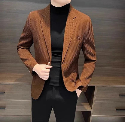 White Brown Jacket For Men Plaid Party Coats Man Suits And Blazers Summer Clothing Casual Menswear Premium Luxury Designer