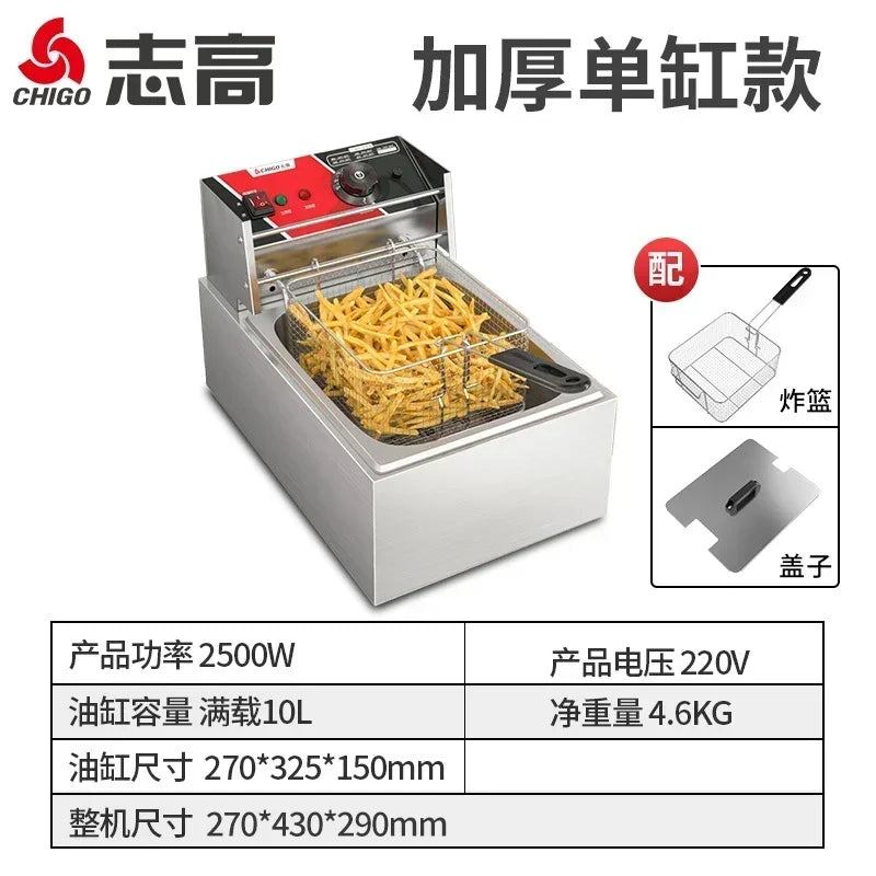 Friteuse Électrique 220V pour Cuisine, Friteuse à Frites Commerciale, Minuteur, Arfrai 10L Ar CW