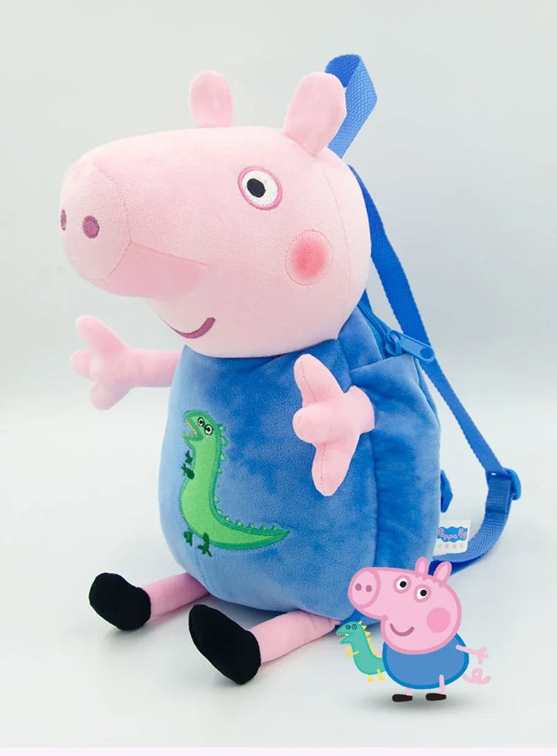 Peppa Pig Crossbody Bag Stereoscopic Doll Backpack Anime Knapsack Plush Coin Purse Toys George Round Pocketbook Children's Gifts