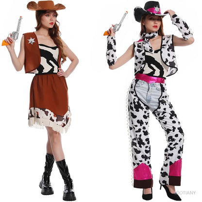 Robes de cowboy pour femmes, costumes de cowgirl de l'Ouest, déguisements adultes, tenues de fête de carnaval, de mascarade et de cosplay
