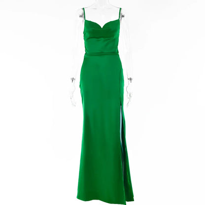 Sexy Backless High Slit Long Dress Camisole Socialite Style Evening Gown for Women New Arrivals