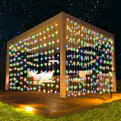 Rideau lumineux solaire 600/300/200/100LED, guirlande lumineuse féerique d'extérieur, décorations de noël et de mariage, décoration de jardin