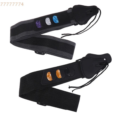 Accessoires de ceinture sangle de guitare électrique réglable en cuir PU avec 3 supports de plectres pour guitare acoustique et basse