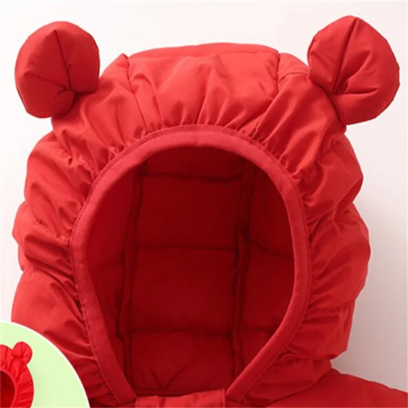 1-6T Hiver Bébé Filles Garçons Vêtements Manteaux Duvet Coton Dessin Animé Capuche Vestes Enfants Combinaison de Ski Salopette Costume de Tout-Petit