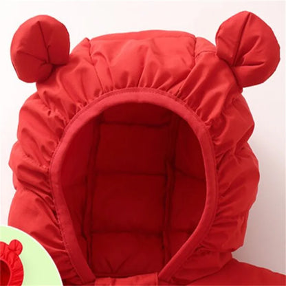 1-6T Hiver Bébé Filles Garçons Vêtements Manteaux Duvet Coton Dessin Animé Capuche Vestes Enfants Combinaison de Ski Salopette Costume de Tout-Petit