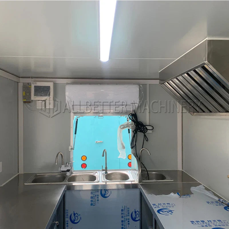 Allbetter Stainless Steel Mobile Food Trailer Hot Dog Carts Concession Food Trailer Towable Food Truck for Sale