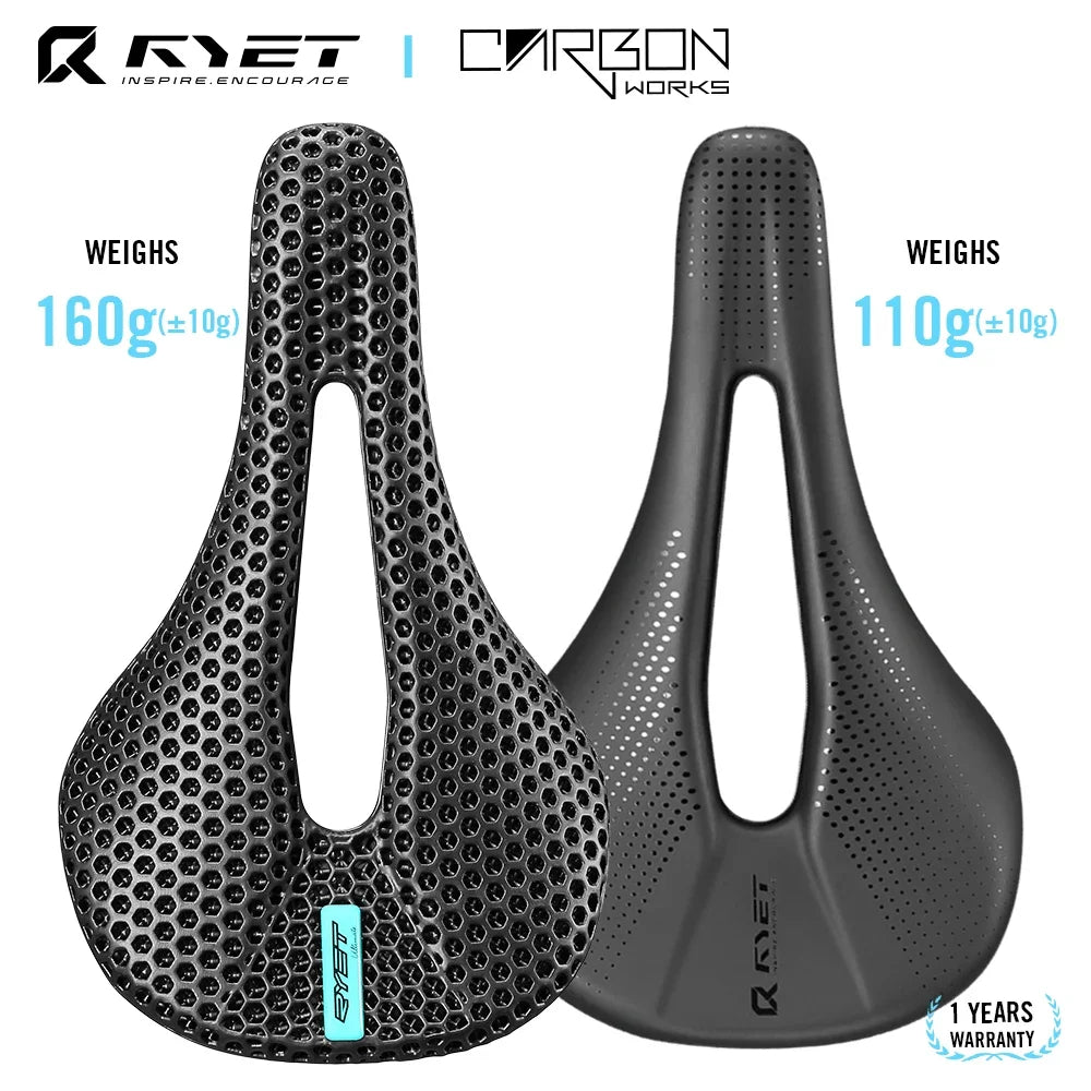 RYET vélo selle en carbone 3D selle imprimée 140mm 7x9mm Rail rond super léger route vtt course vélo siège selles coussin pièces
