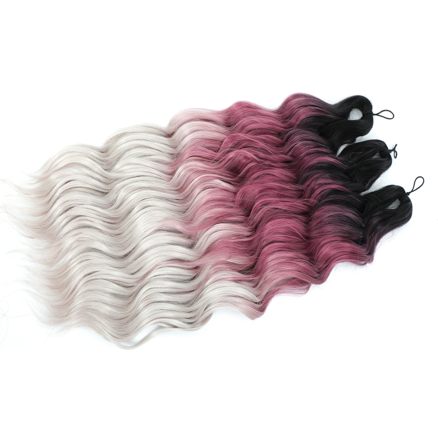24Inch Crochet Hair Synthetic Braiding Hair Extensions Water Wave Ombre Rainbow color Fake Hair ANNA Deep Wave Curly Hair