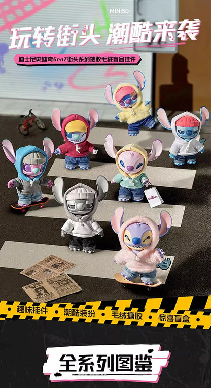 MINISO Stitch Gen Z Street Series Blind Box Vinyl Plush Desktop Decoration Pendant Street Stitch Surprise Gift box