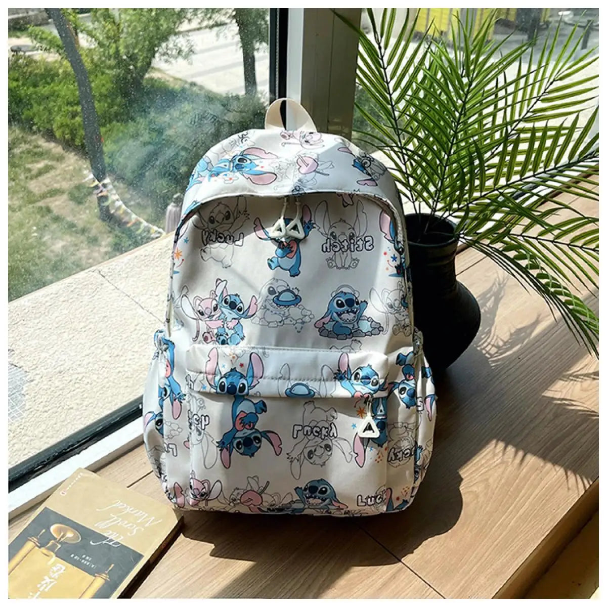 Cartoon Stitch Print Backpack Spacious Lightweight Travel Bag Waterproof School Backpack for College Students Teens Boys Girls