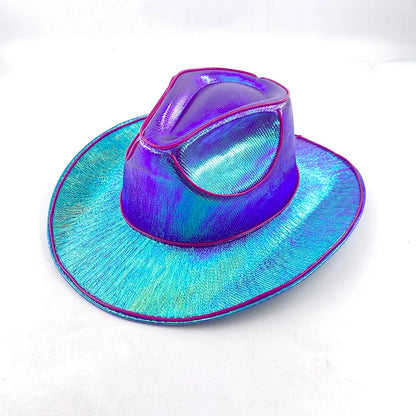 Chapeau de Cowboy nacré, Costume de danse, casquette de Cowgirl scintillante, pour boîte de nuit néon, nouvel arrivage