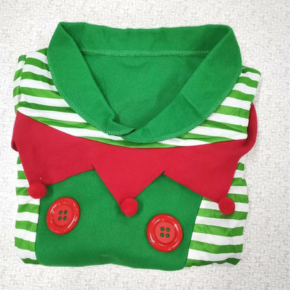 VIP FASHION Men Christmas Elf Costume with Hat Stockings Shoe Covers Belt Fancy Xmas Party Dress Up Outfit Male Festival Clothes