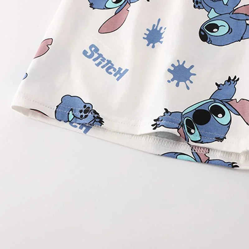 Stitch anime summer pure cotton men and women couple pajamas creative cute short-sleeved shorts home service suit holiday gift