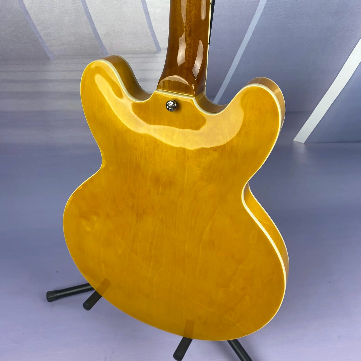 Guitare électrique jaune à corps semi-creux, pont fixe, expédié depuis les états-unis