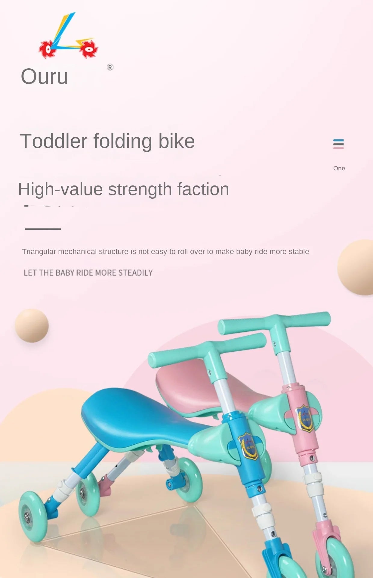 New liftable children's folding large mantis car three-wheeled scooter baby walker 1-6 years old yo-yo car