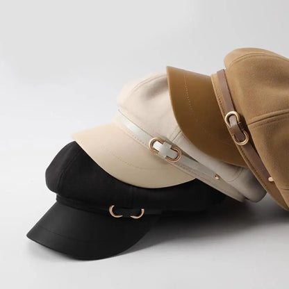 Béret de Style britannique rétro pour femmes, casquette de journal octogonale polyvalente pour grande circonférence de la tête, chapeau de printemps et d'automne