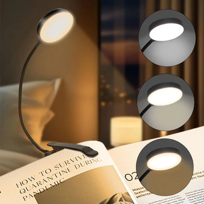 Lampe de lecture portable aste par USB, lumière du jour blanche chaude et froide, lampe de nuit flexible à clip facile, 14LED