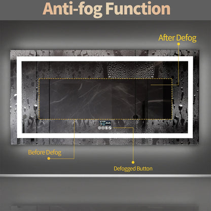 Fissuraminants pour miroir de maquillage LED, miroir de courtoisie avec lumières, miroir de maquillage à intensité variable, affichage numérique Bluetooth intelligent, mémoire de 3 couleurs