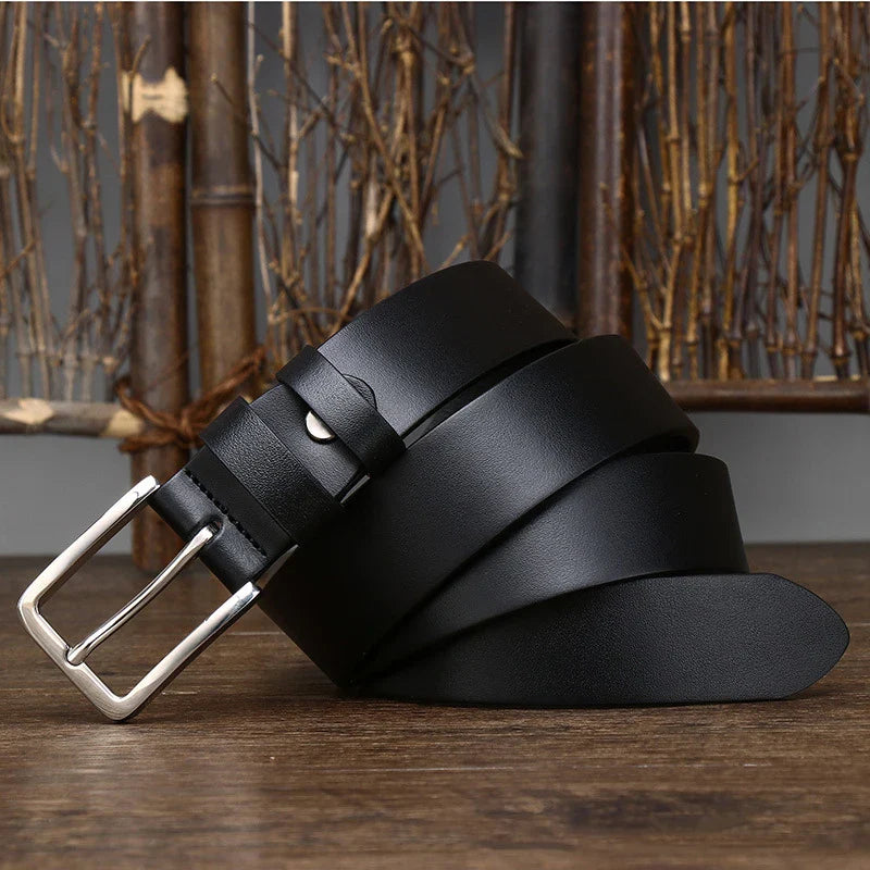 Ceinture à boucle ardillon en cuir véritable pur cuir de vachette de 3,3 cm pour hommes, jeans de haute qualité, ceinture de cowboy, créateur de mode masculine