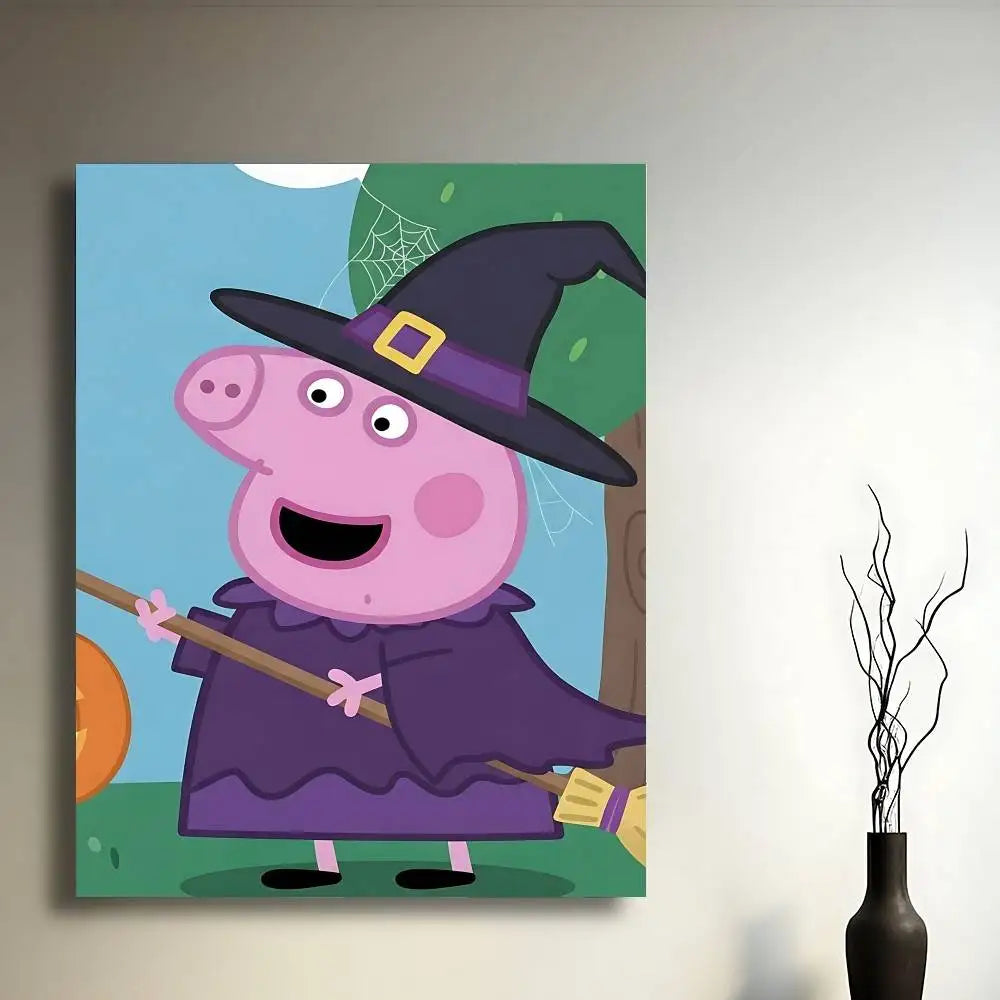 Cartoon Cute W-Peppa PigS Poster Sticky Posters Waterproof Paper Sticker Coffee House Bar Home Decor