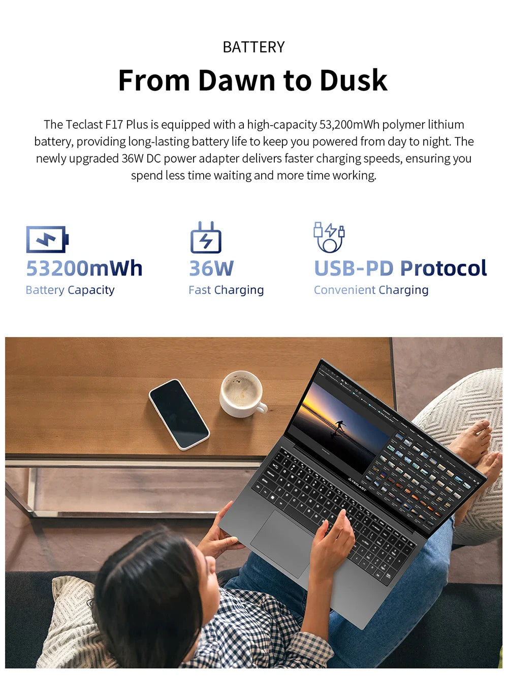 Teclast F17 Plus 2025 Laptop 17.3 inch Intel N150 Computer 16GB RAM 512GB SSD Windows 11 Pro 180° Flip Laptops mini-HDMI USB3.2