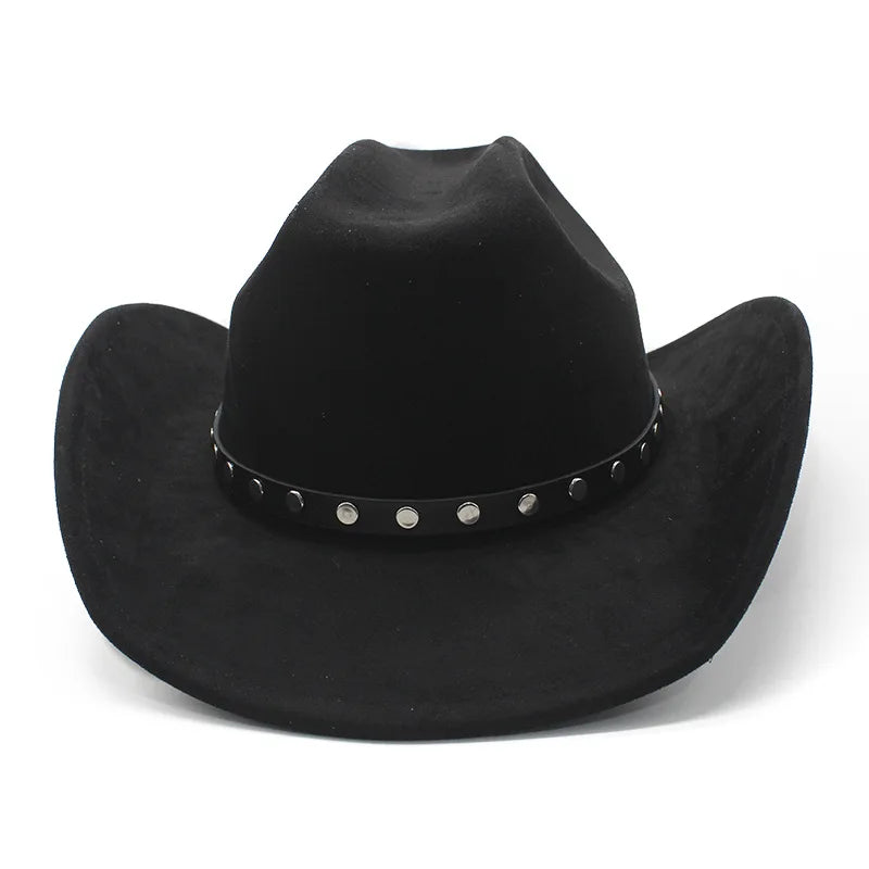 Men's Cowboy Hat with Studded Strap Classic Outdoor Cap with Curved Brim Cotton-Polyester Blend Size 57-58cm Four Seasons