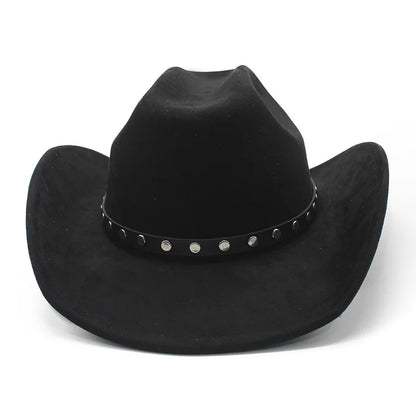 Men's Cowboy Hat with Studded Strap Classic Outdoor Cap with Curved Brim Cotton-Polyester Blend Size 57-58cm Four Seasons
