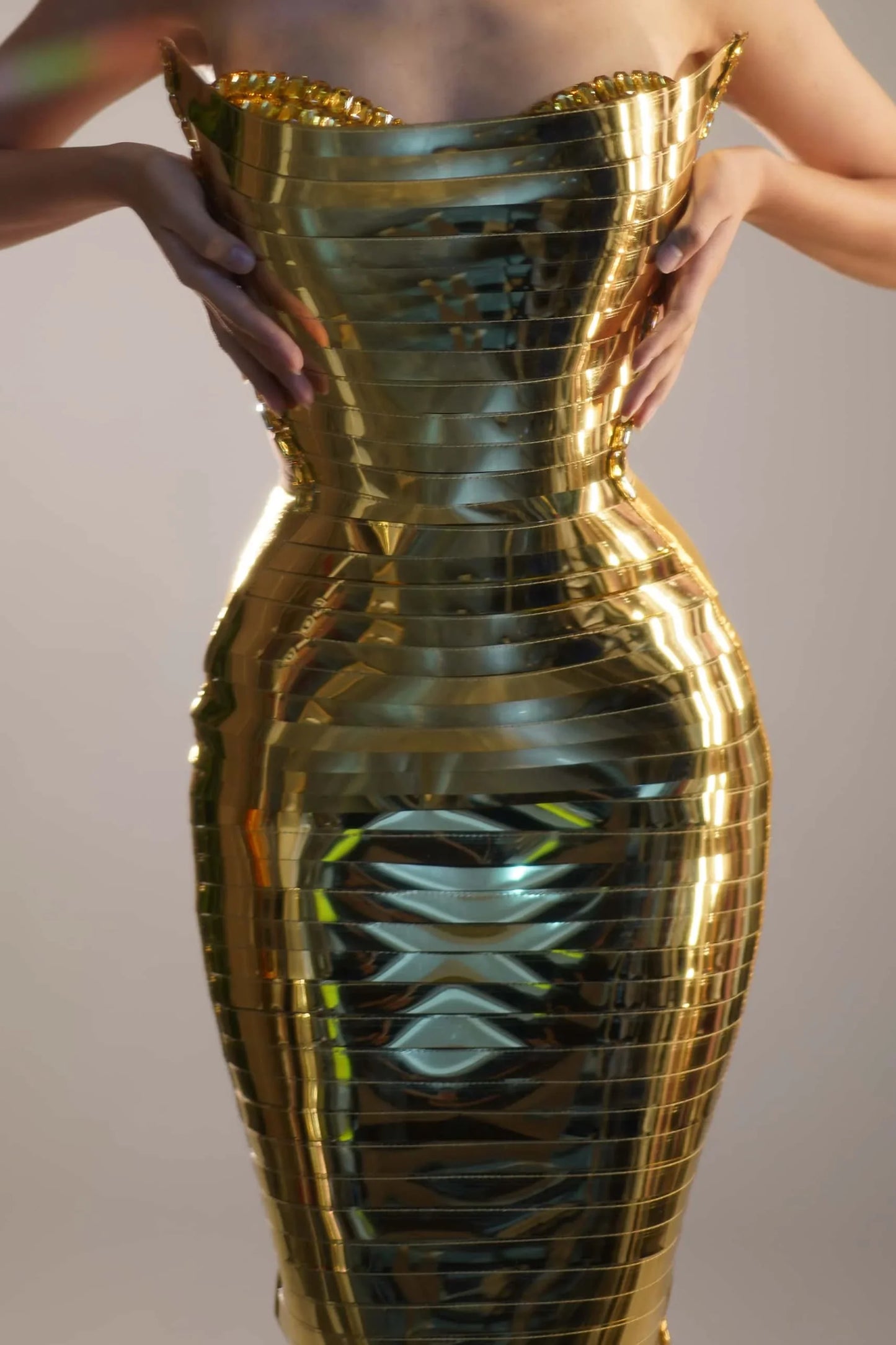 Women's QueParty Prom Dress, Upscale, Golden, Strapless, Sequined, Bar, Maxi, Sexy