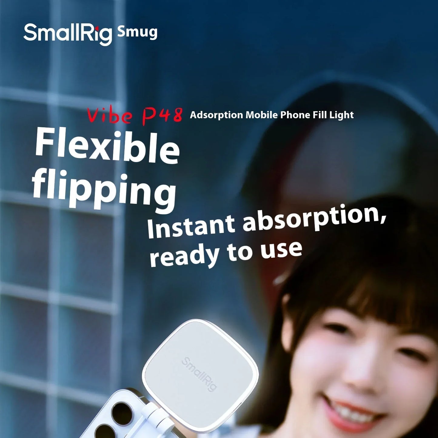 SmallRig Magnetic Phone Light,P48 Bi-Color Dimmable LED Fill-Light Foldable MagSafe Beauty Lamp Soft Panel,for IPhone16/Android
