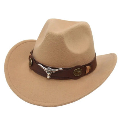 Chapeau de cowboy occidental en laine réglable, grand bord, large bord, jazz, solide, cosplay de fête de document, casquettes à visière extérieure