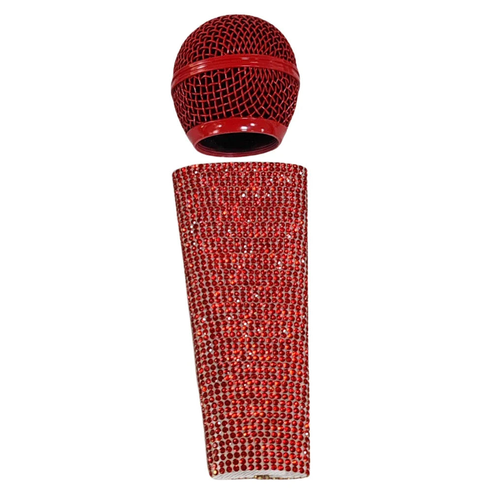 New Glitter Microphone Cover Mesh Head, Glitter Microphone Decorative Sleeve for SM58 Beta58A Wireless Microphone