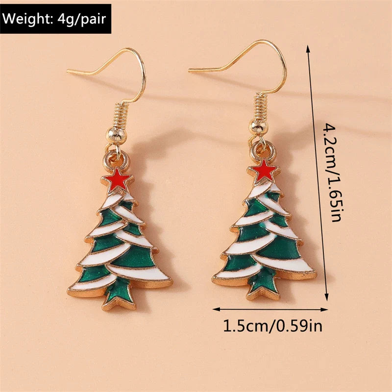 Fashion Merry Christmas Tree Deer Snowflake Santa Claus Drop Earrings for Women Girls New Year Party Festival Jewelry Gifts