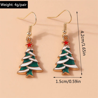 Fashion Merry Christmas Tree Deer Snowflake Santa Claus Drop Earrings for Women Girls New Year Party Festival Jewelry Gifts